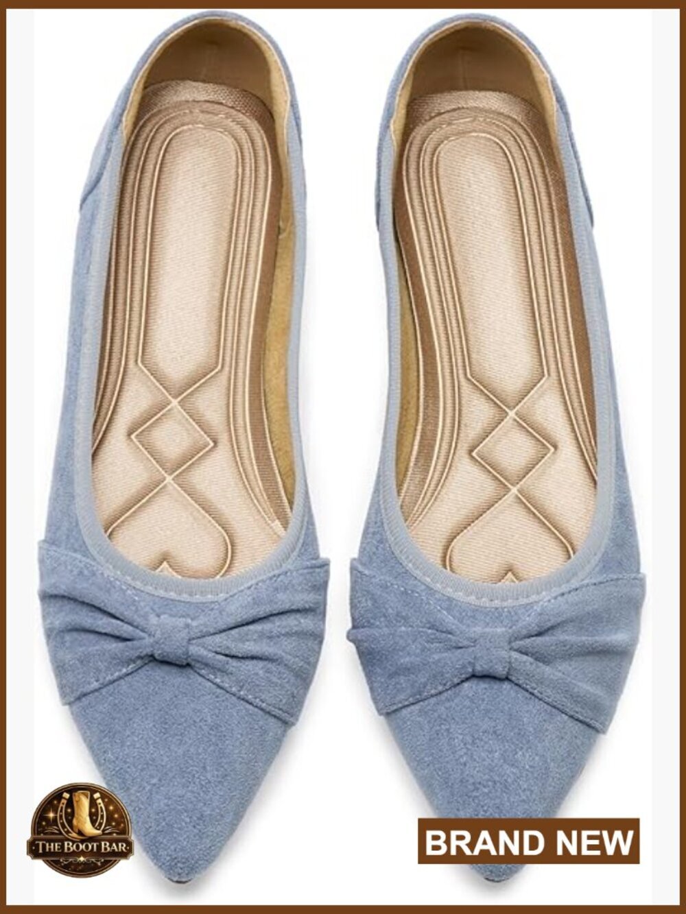 Women's Pointed Toe Bow Ballet Flats - Foldable Slip On Dress Shoes